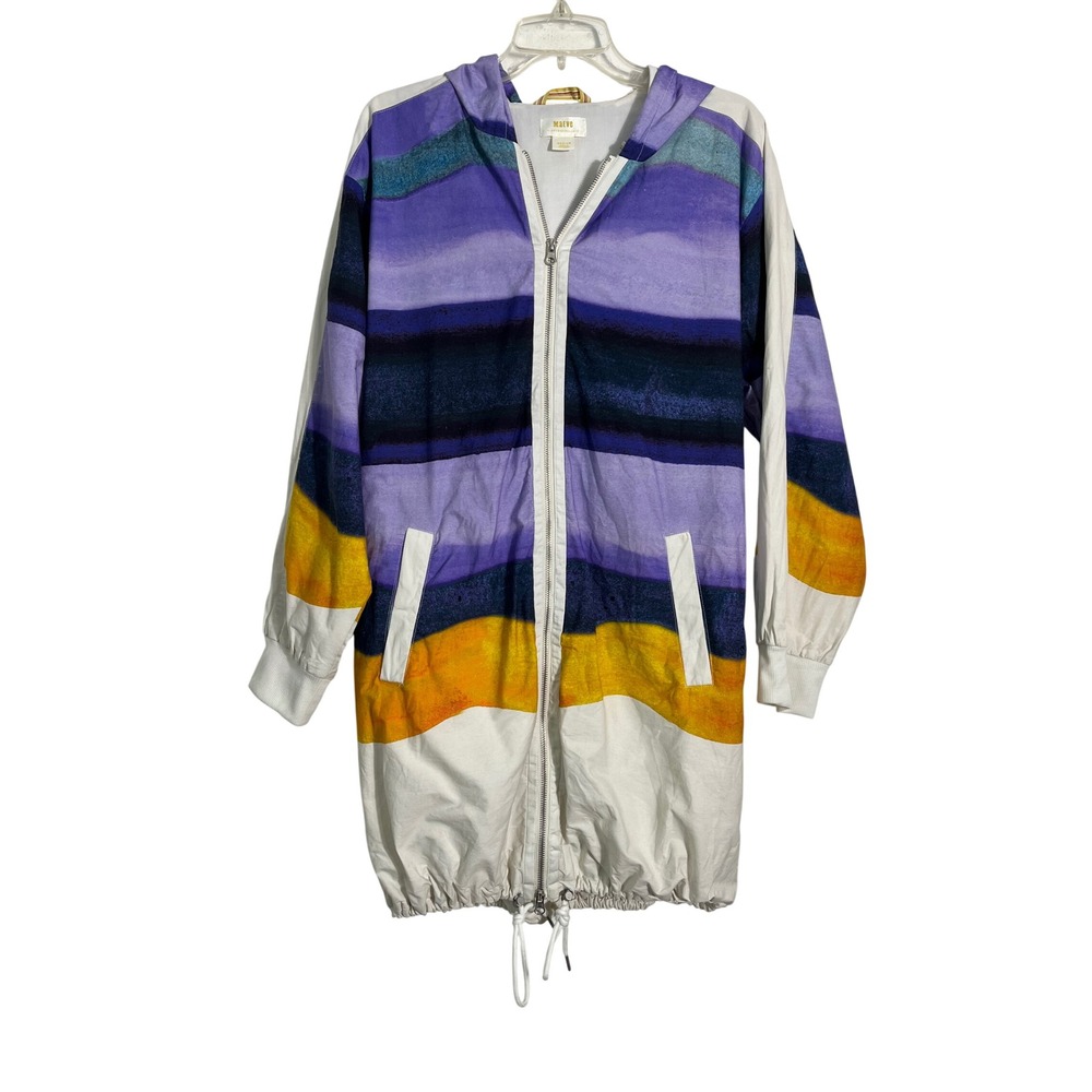 MAEVE x ANTHROPOLOGIE Longline Striped Hooded Windbreaker Jacket - Picture 4 of 14